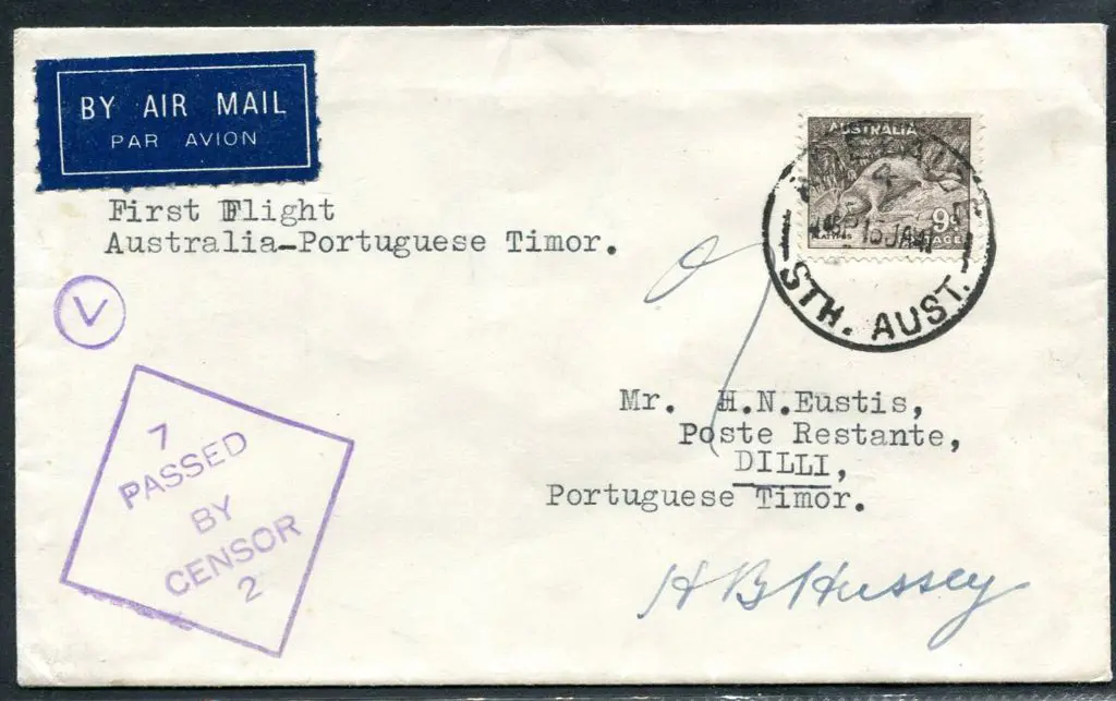 1941 (17th Jan) Adelaide to Dili, Portuguese Timor ... Image 1++