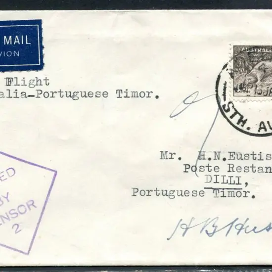 1941 (17th Jan) Adelaide to Dili, Portuguese Timor ...
