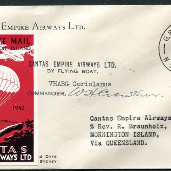1942 (23rd Dec) Sydney to Mornington Island Qantas ...