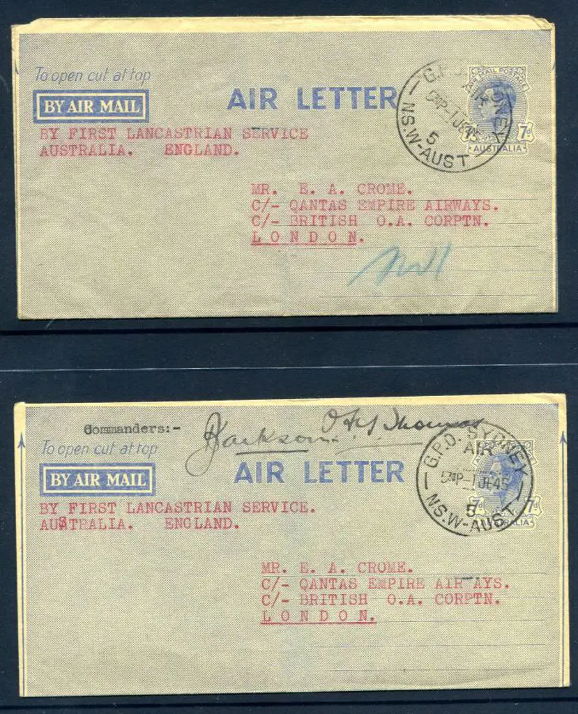1945 (2nd June) Australia to England 7d Airletters ... Image 1++
