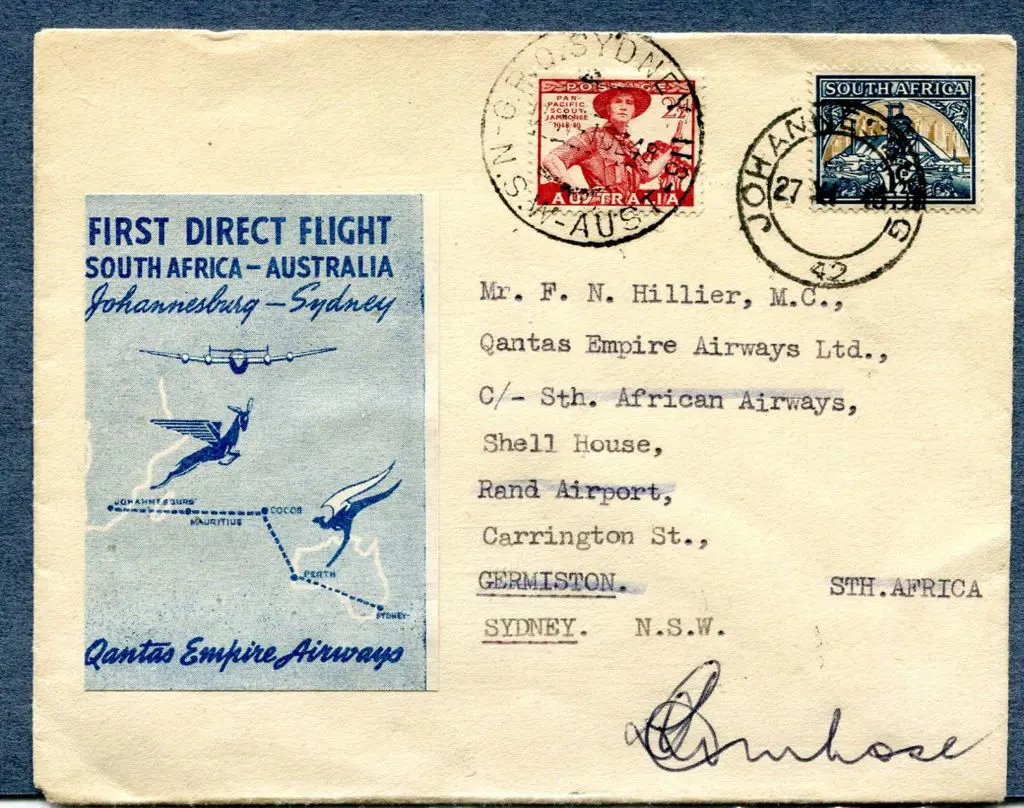 1948 (14th Nov) Australia to South Africa & return ... Image 1++
