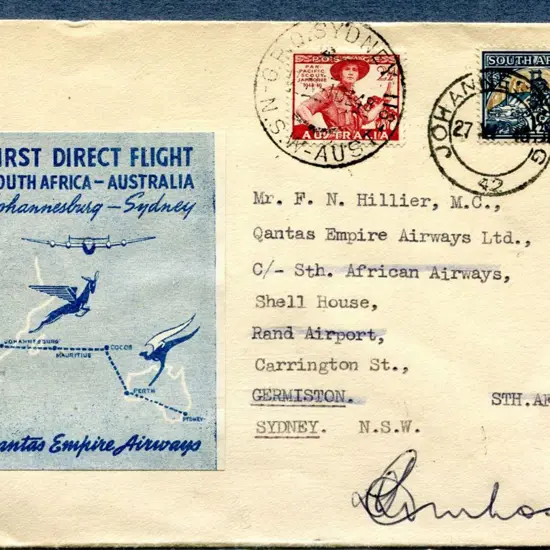 1948 (14th Nov) Australia to South Africa & return ...