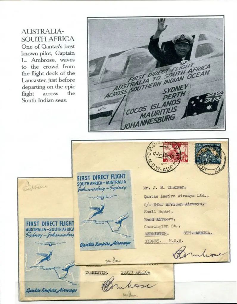1948 (14th Nov) Australia to South Africa & return ... Image 1++