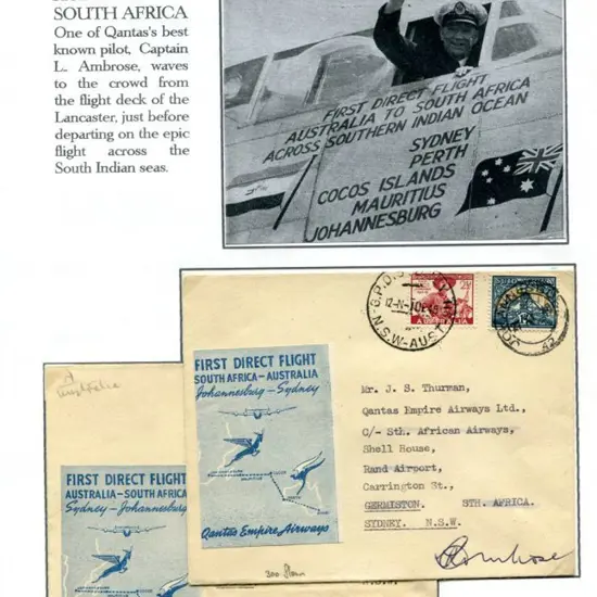 1948 (14th Nov) Australia to South Africa & return ...