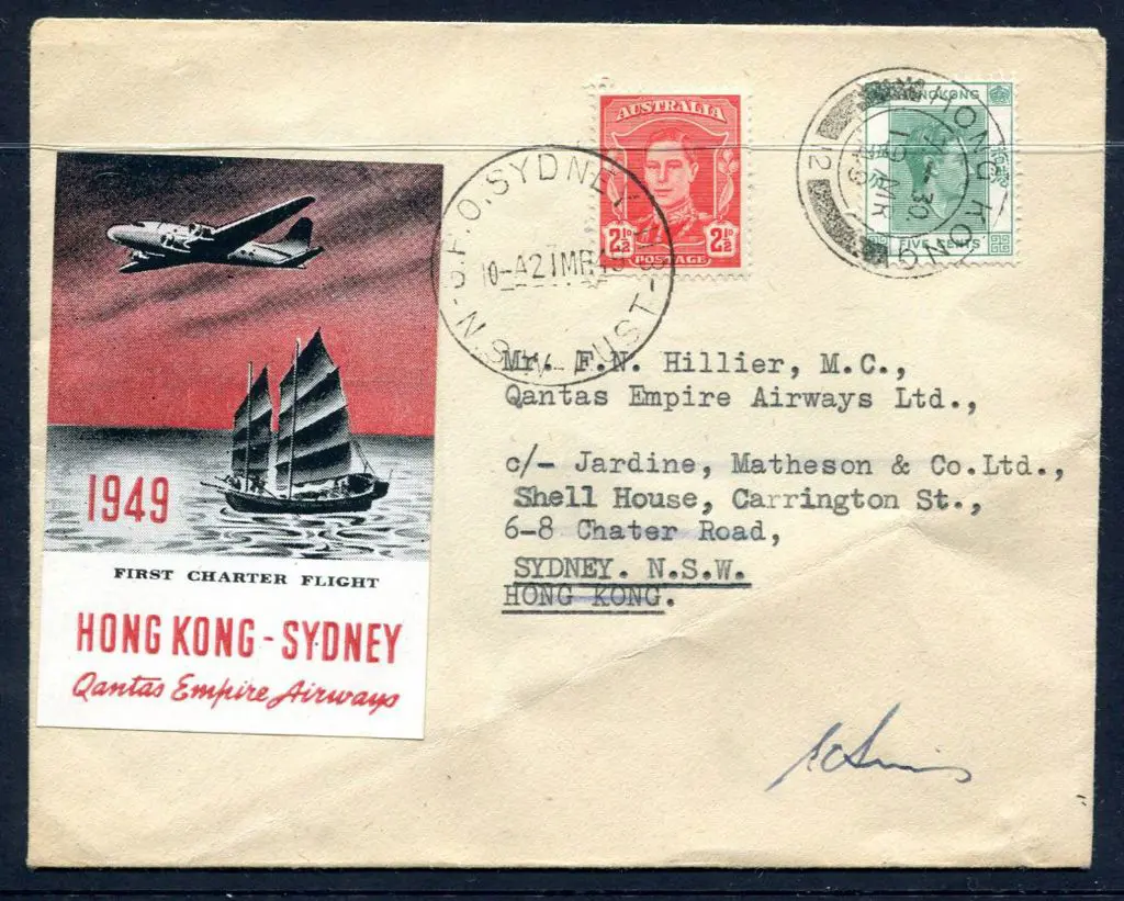 1949 (15th March) Hong Kong to Australia return ... Image 1++