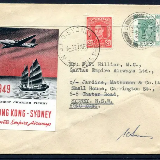 1949 (15th March) Hong Kong to Australia return ...