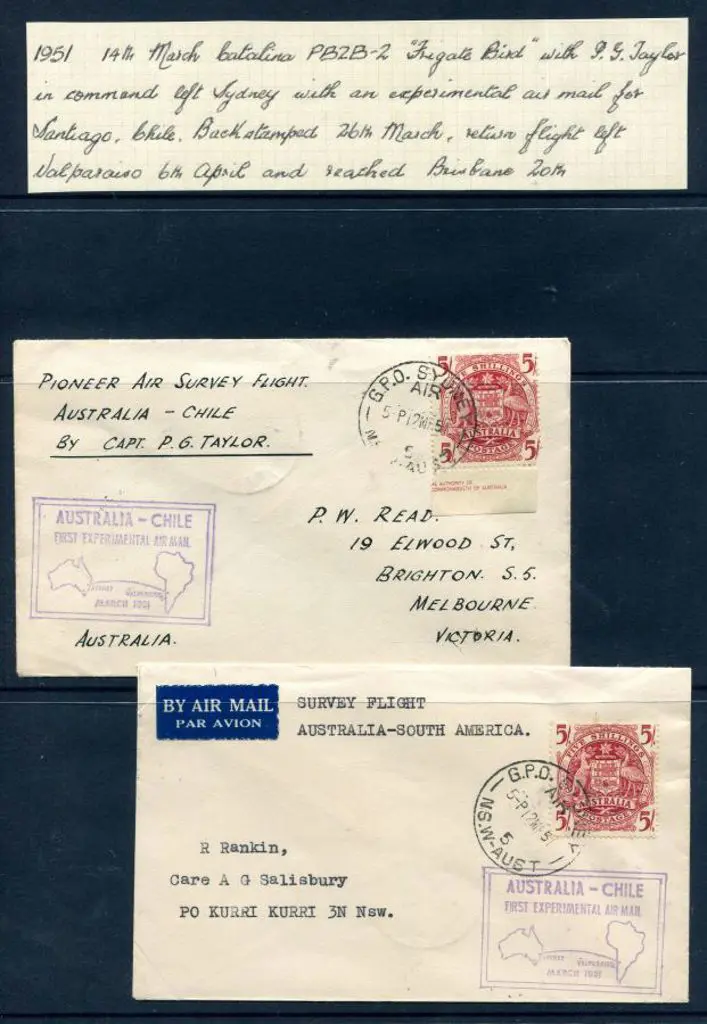 1951 (12th Mar) Australia to Chile First ... Image 1++