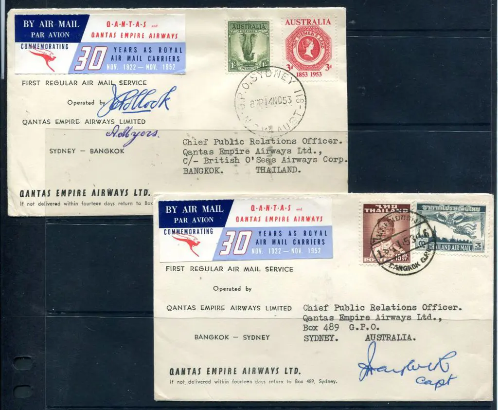 1953 (14th Nov) Sydney to Bangkok & return Qantas ... Image 1++