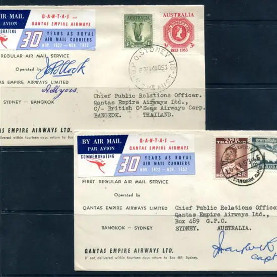 1953 (14th Nov) Sydney to Bangkok & return Qantas ...