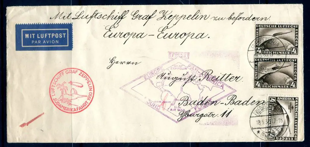 Germany 1930 (18th May) "Sudamerikafahrt" 4mk & ... Image 1++