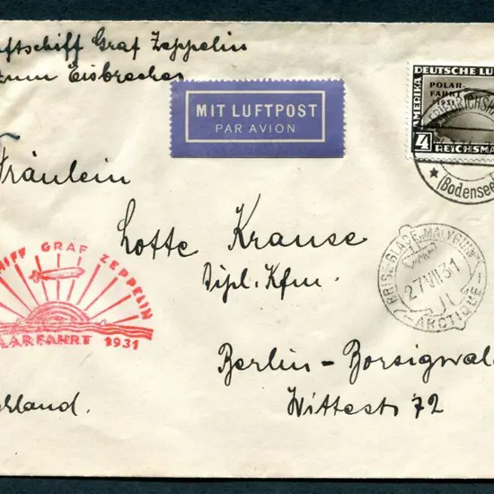 Germany 1931 (26th July) Zeppelin Polar Flight ...