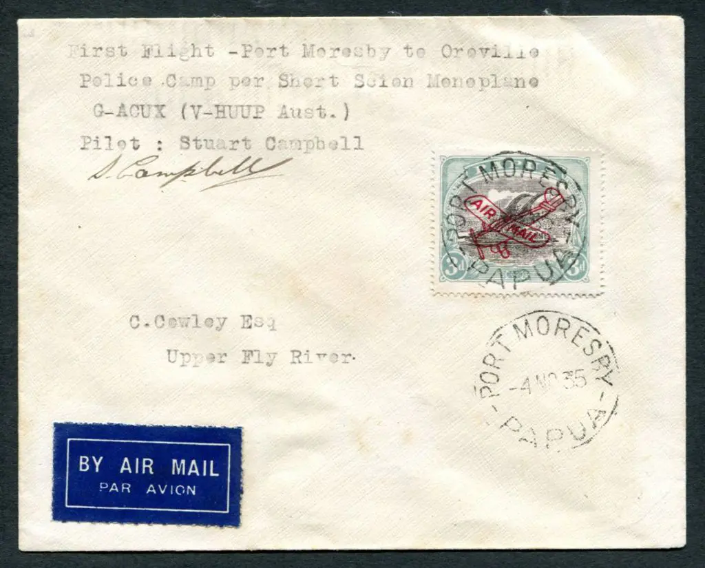 Papua 1935 (5th Nov) "Port Moresby to Oroville ... Image 1++
