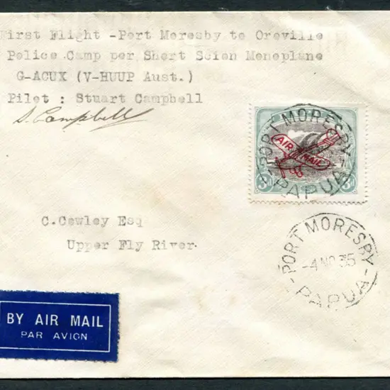 Papua 1935 (5th Nov) "Port Moresby to Oroville ...