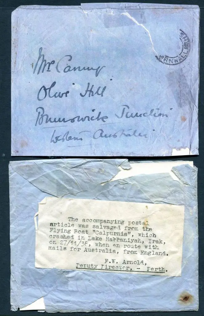 1938 (27th Nov) Imperial Airways England to ... Image 1++