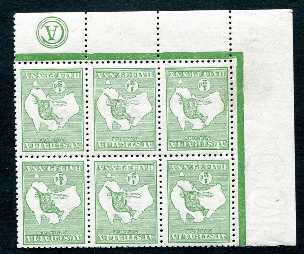 1913 1st Watermark ½d green lower left CA monogram ... Image 1++