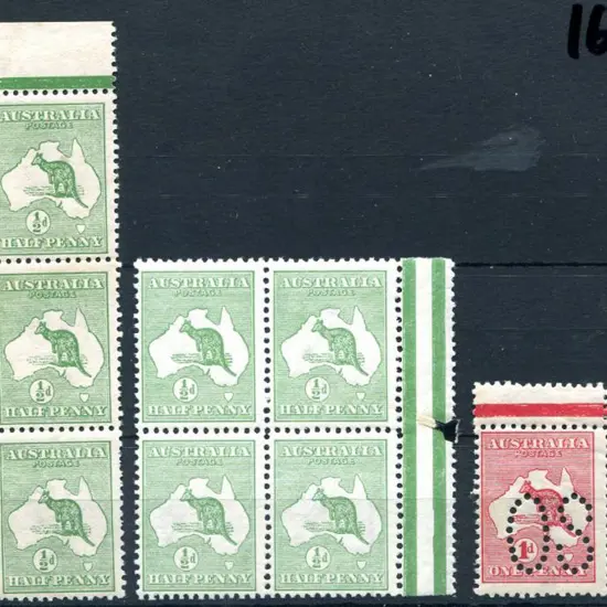 1913 1st Watermark ½d marginal left pane block of ...