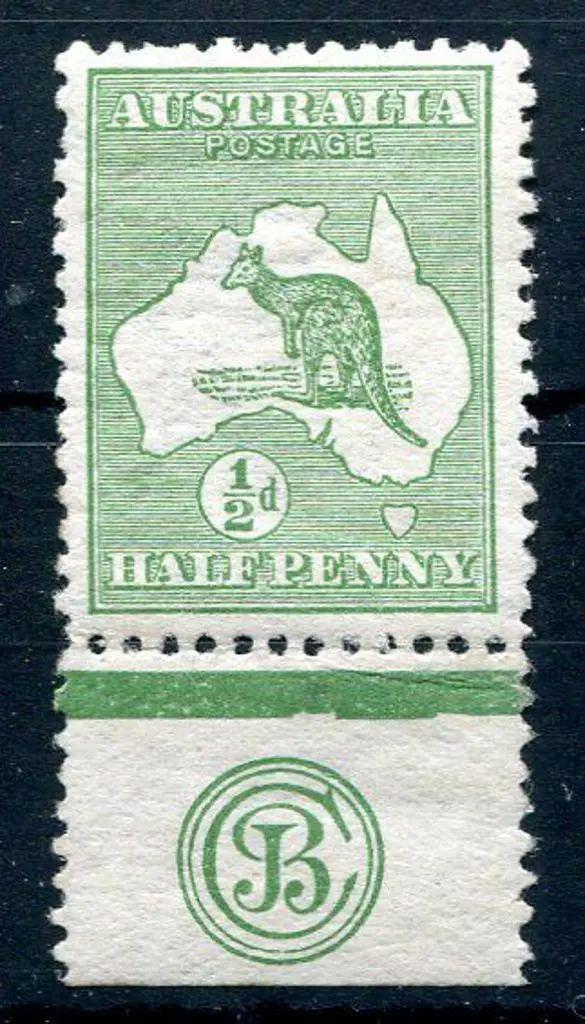 1913 1st Watermark ½d pale green JBC monogram ... Image 1++