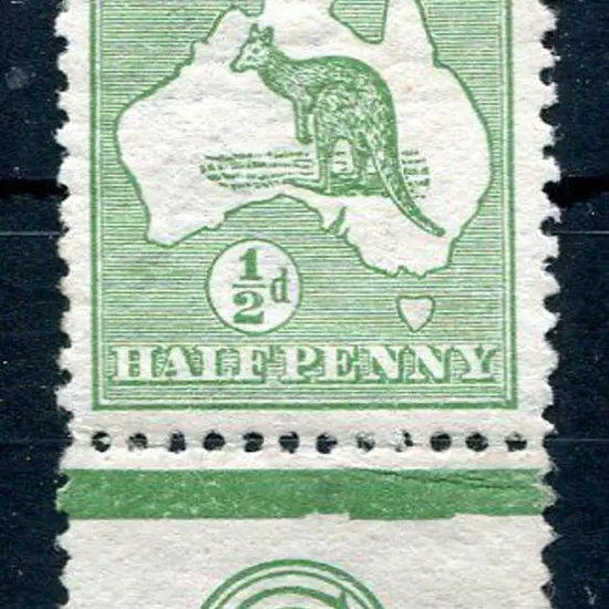 1913 1st Watermark ½d pale green JBC monogram ...