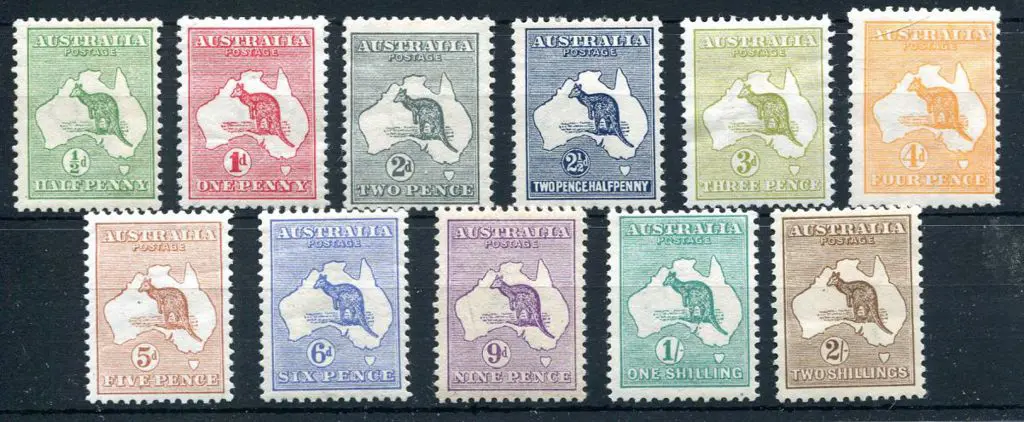 1913 1st Watermark ½d to 2/- set of 11. Hingeing ... Image 1++