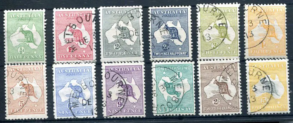 1913 1st Watermark ½d to 5/- set of 12 with ... Image 1++