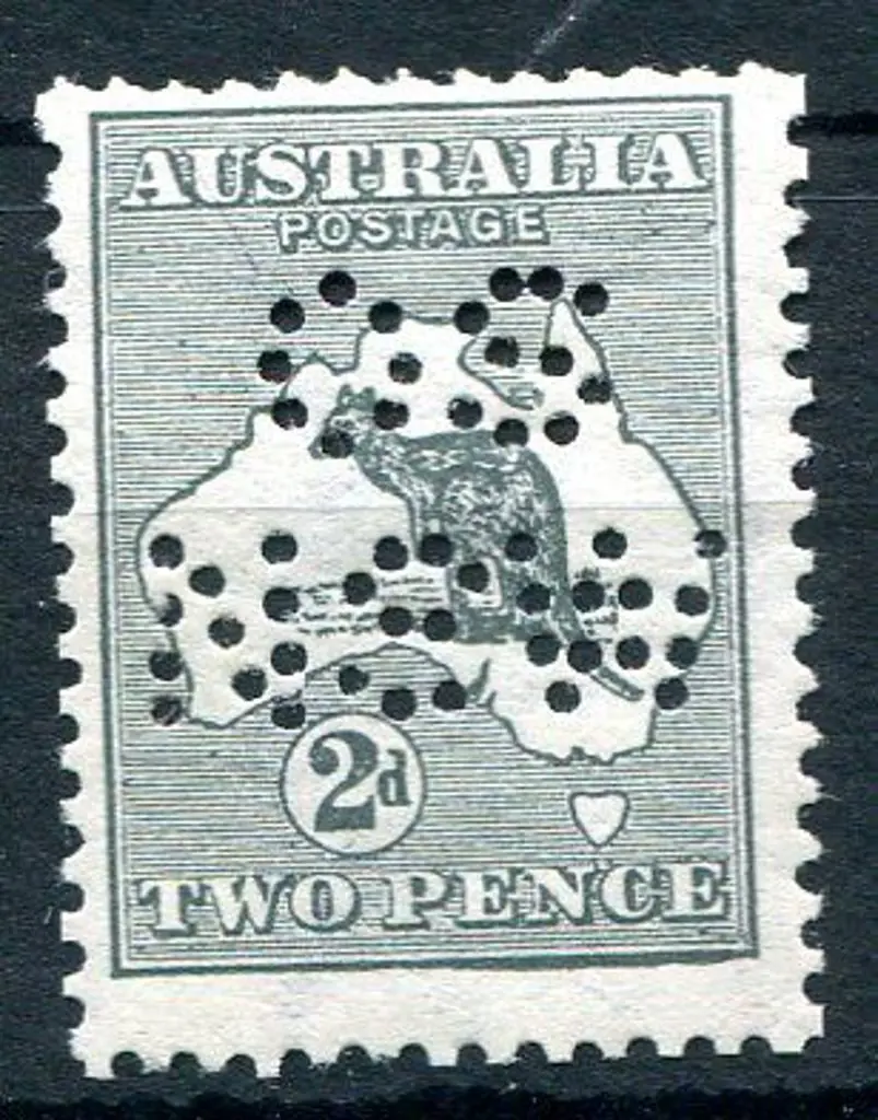 1913 1st Watermark 2d grey perfined "OS NSW". ... Image 1++