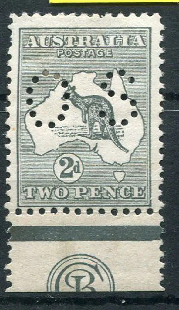 1913 1st Watermark 2d grey perfined small "OS" ... Image 1++