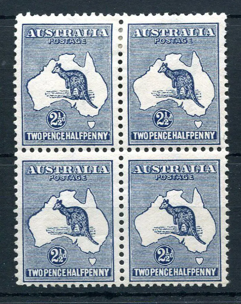 1913 1st Watermark 2½d indigo block of 4 with both ... Image 1++