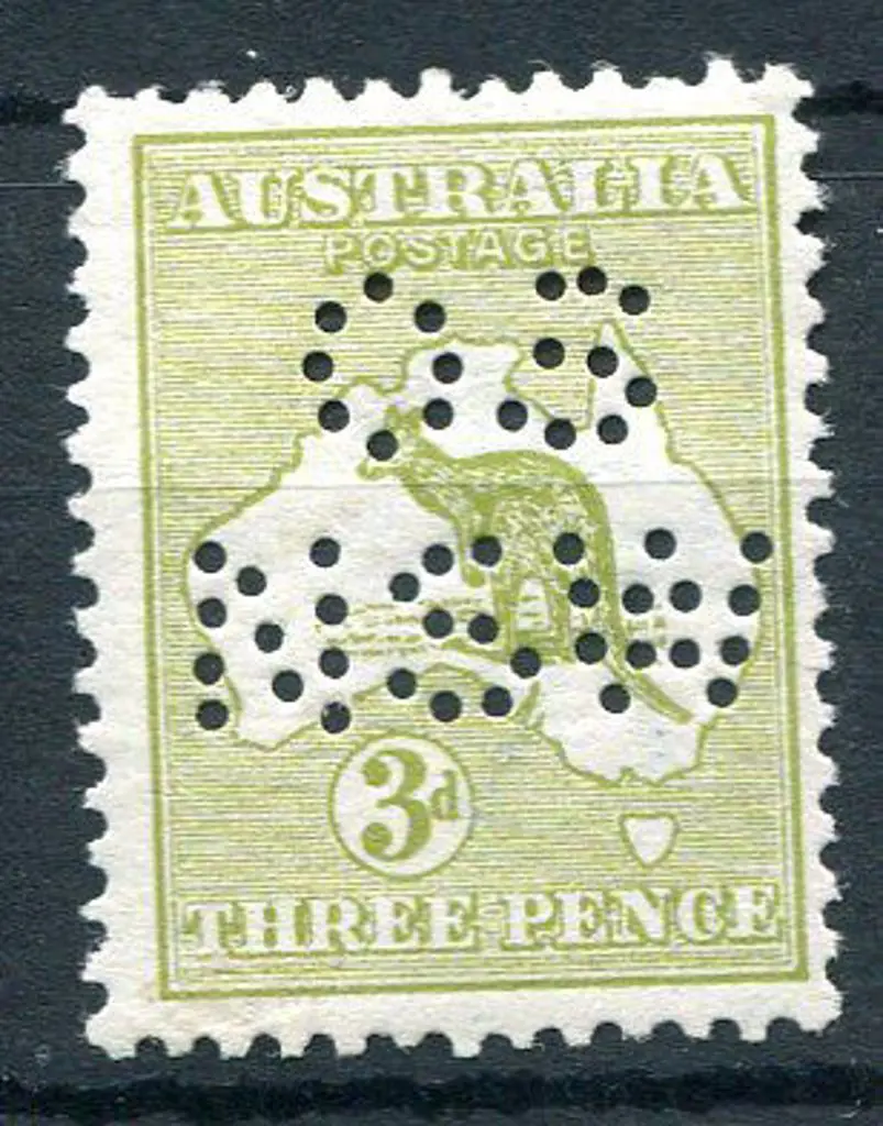 1913 1st Watermark 3d olive perfined "OS NSW". ... Image 1++