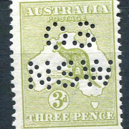 1913 1st Watermark 3d olive perfined "OS NSW". ...