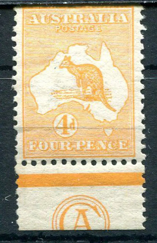 1913 1st Watermark 4d orange CA Monogram single. ... Image 1++