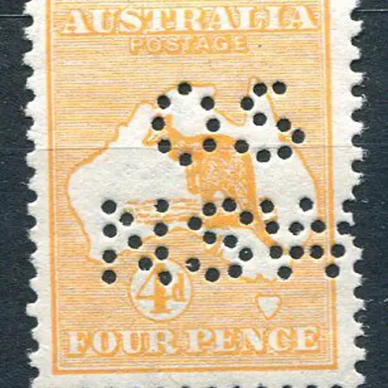 1913 1st Watermark 4d orange perfined "OS NSW". ...
