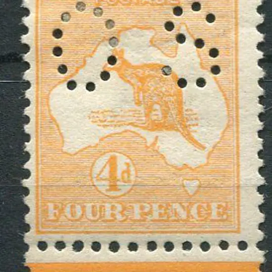 1913 1st Watermark 4d orange perfined small "OS" ...