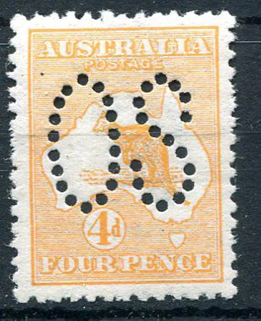 1913 1st Watermark 4d orange, Die II perfined ... Image 1++