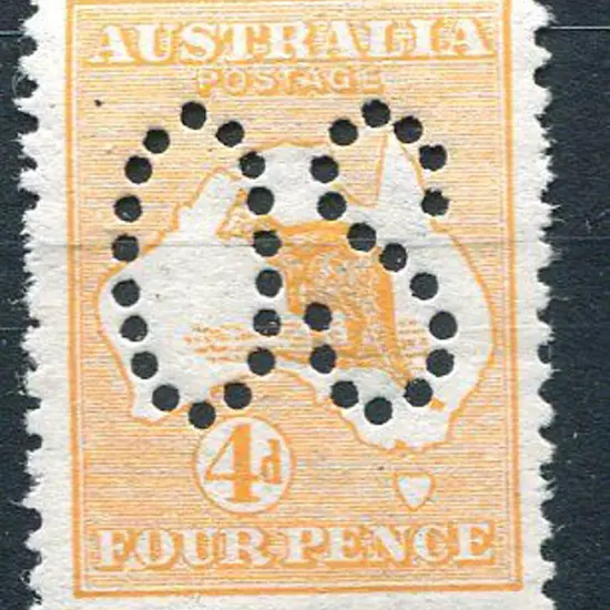 1913 1st Watermark 4d orange, Die II perfined ...