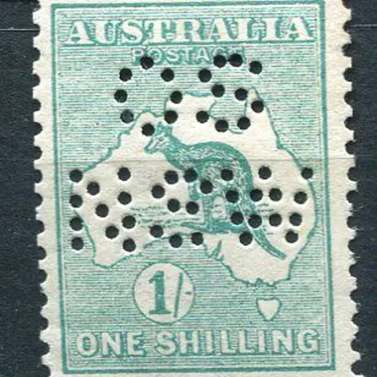 1913 1st Watermark 1/- green perfined "OS NSW". ...