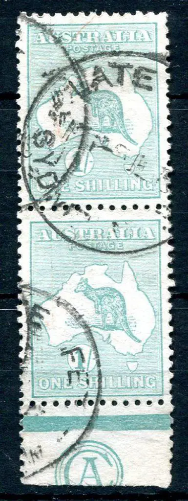 1913 1st Watermark 1/- pale blue-green CA monogram ... Image 1++