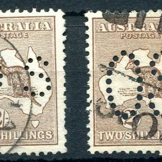 1913 1st Watermark 2/- brown perfined small "OS" ...