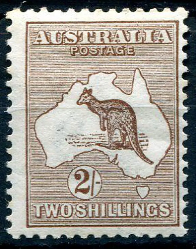 1913 1st Watermark 2/- brown. MLH, centred to ... Image 1++