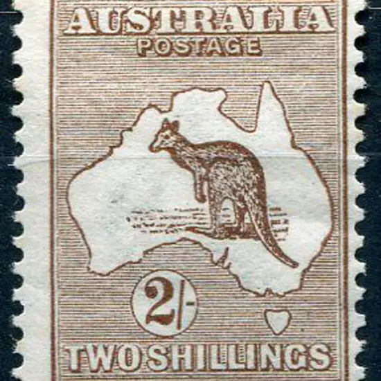 1913 1st Watermark 2/- brown. MLH, centred to ...