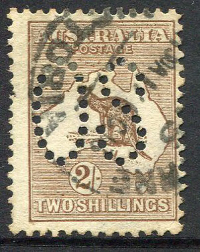 1913 1st Watermark 2/- dark brown perfined large ... Image 1++