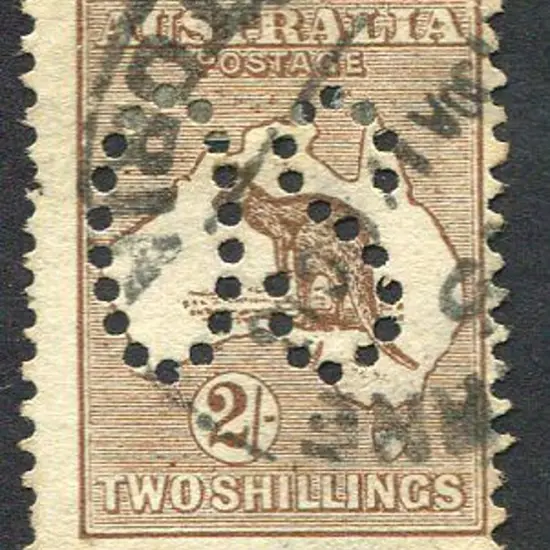 1913 1st Watermark 2/- dark brown perfined large ...
