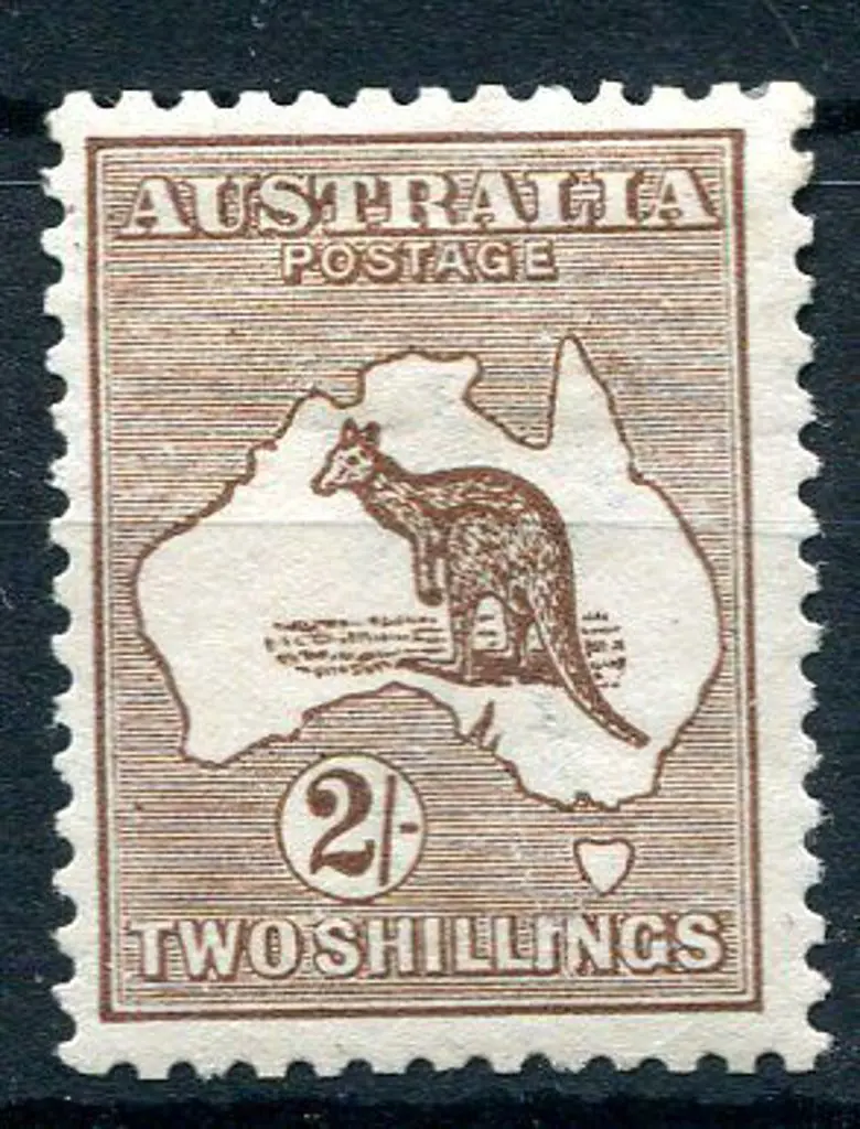 1913 1st Watermark 2/- dark brown. MLH with strong ... Image 1++
