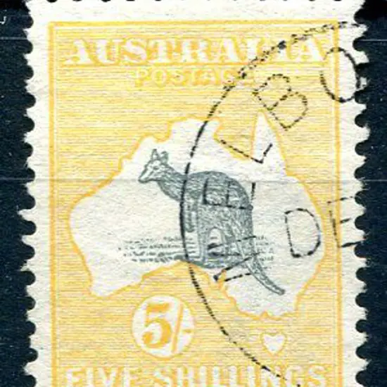 1913 1st Watermark 5/- grey & chrome. Centred low ...