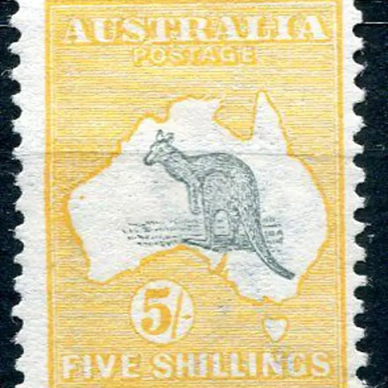 1913 1st Watermark 5/- grey & yellow with "retouch ...