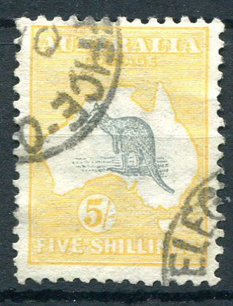 1913 1st Watermark 5/- grey & yellow with 2 ... Image 1++