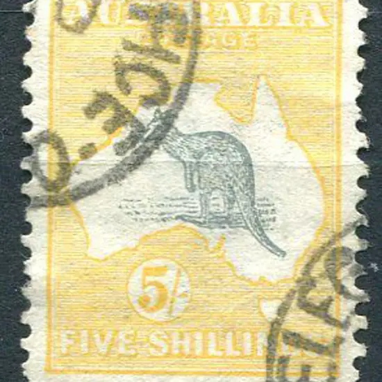 1913 1st Watermark 5/- grey & yellow with 2 ...