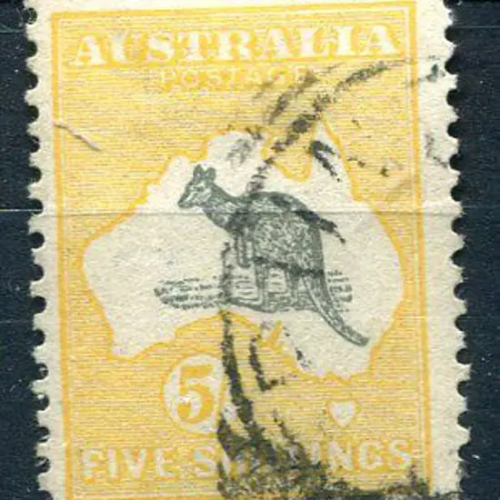1913 1st Watermark 5/- grey & yellow. Fine used ...