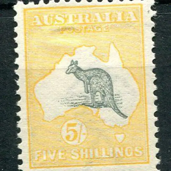 1913 1st Watermark 5/- grey & yellow. MLH with ...