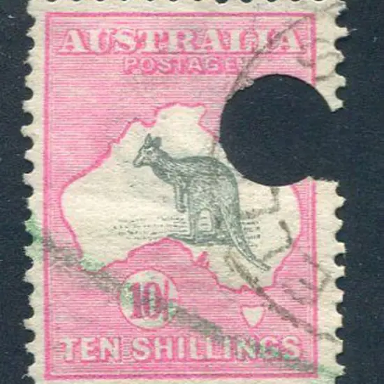1913 1st Watermark 10/- grey & pink aniline with ...