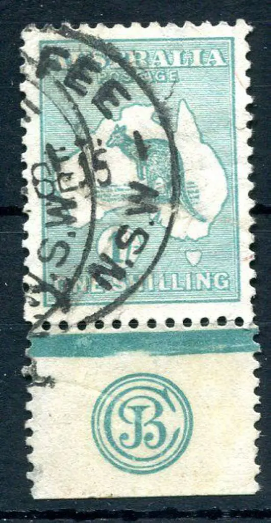 1915 2nd Watermark 1/- green with JBC monogram. ... Image 1++